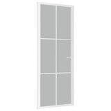 Interior Door 83x201.5 cm White Matt Glass and Aluminium 350581
