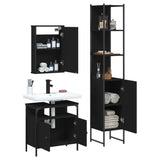 ZNTS 3 Piece Bathroom Furniture Set Black Engineered Wood 3214795