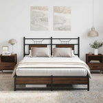 Bed Frame without Mattress Brown Oak 150x200 cm King Size Engineered Wood 4107018