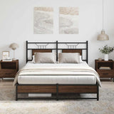 Bed Frame without Mattress Brown Oak 150x200 cm King Size Engineered Wood 4107018