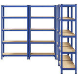 5-Layer Storage Shelves 4 pcs Blue Steel&Engineered Wood 3307593