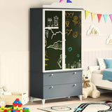 Wardrobe with Chalkboard Grey and White 90 x 45 x 180 cm 42003037