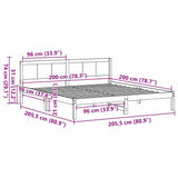 Bed Frame Brown 200 x 200 cm Solid Pine wood 872176