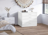 Chest of Drawers, 4 Drawers Storage Cabinet with Metal Rails, Anti-Tip for Playroom, Nursery Room, T3398P344249