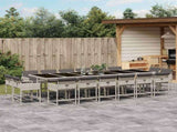 17 Piece Garden Dining Set with Cushions Light Grey Poly Rattan 3211427