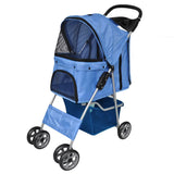 Folding Pet Stroller Dog/Cat Travel Carrier Blue 170056