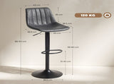 Set of 2 Leathaire Tub Bar Stools - Charcoal Grey T3398P423551
