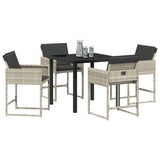Garden Dining Set with Cushion 5 pcs Light Grey Poly Rattan 3380024