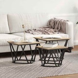 Coffee Table 3 pcs Sonoma Oak Engineered Wood and Steel 868280