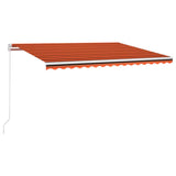 ZNTS Manual Retractable Awning with LED 450x350 cm Orange and Brown 3069005