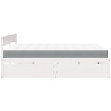 Bed with Drawers and Mattress White 200x200 cm Solid Wood Pine 3281887