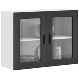 Kitchen Wall Cabinet with Glass Door Porto Black 854088