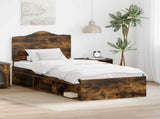 Bed Frame Smoked Oak 100 x 200 cm Solid Pine Wood 3413348