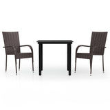 Garden Dining Set Brown and black PE rattan Small Durable 3099383