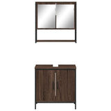 2 Piece Bathroom Furniture Set Brown Oak Engineered Wood 3214664