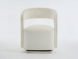 065 Chenille Fabric Accent Chair Armchair With Fabric Covered Wooden 360&deg Swivel Base, White W1397P388512