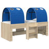 Bed with Tunnel 3 pcs Sonoma Oak and Blue Engineered Wood 3423565