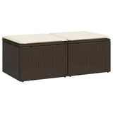 2 Piece Garden Sofa Set with Cushions Brown Poly Rattan Acacia 3328686