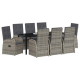 Garden Dining Set with Cushion 9 pcs Grey Poly Rattan 3379498