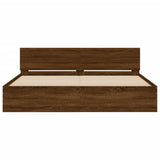 Bed Frame Brown Oak Engineered wood and Plywood Double Bed Frame 3207587