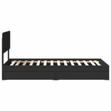 Storage Bed with Headboard Black 90 x 190 cm Engineered Wood 3412319