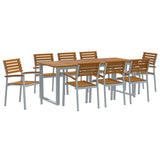 Garden Dining Set 9 pcs Grey Solid Acacia Wood 3284350