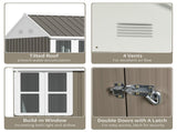 8 x 6 ft Galvanised Garden Shed, Outsoor Metal Storage Shed with Double Doors Window Air Vents for T3398P318755