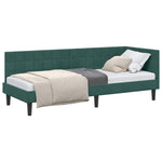 Corner Bed Frame with Headboard Dark green 80 x 200 cm Velvet 42016410
