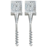 Ground Spikes 2 pcs Silver 14x14x58 cm Galvanised Steel 145445