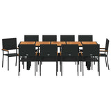 Garden Dining Set 11 pcs Black Poly Rattan 3365422