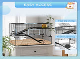 3 Tiers Hamster Cage, Gerbil Cage with Deep Glass Bottom, Non-Slip Ramps, Platforms, Hut, Exercise T3398P350088