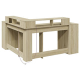 Desk with LED Lights Sonoma Oak 152x152x91 cm Engineered Wood 3309458