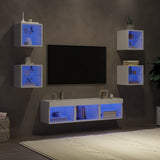 7 Piece TV Wall Units with LED White Engineered Wood 3216583