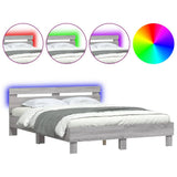 Bed Frame with LED without Mattress Grey Sonoma 140x190 cm 3207565