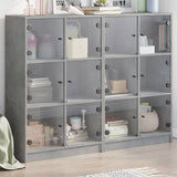 Bookcase with Doors Concrete Grey 136x37x109 cm Engineered Wood 3206513