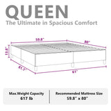 Bed Frame without Mattress Dark Grey 152x203 cm Queen Fabric 347207