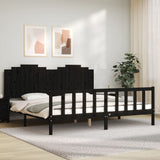 Bed Frame without Mattress Black 200x200 cm Solid Wood Pine 3192320