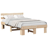 Bed Frame with Headboard Natural 140 x 190 cm Solid Pine Wood 872446