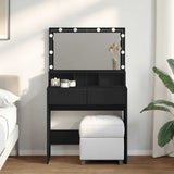 Dressing Table with LED Black 80x41x134.5 cm 848186
