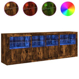 Sideboard with LED Lights Smoked Oak 202x37x67 cm 3209013