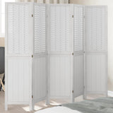Room Divider 5 Panels White Solid Wood Paulownia 358725