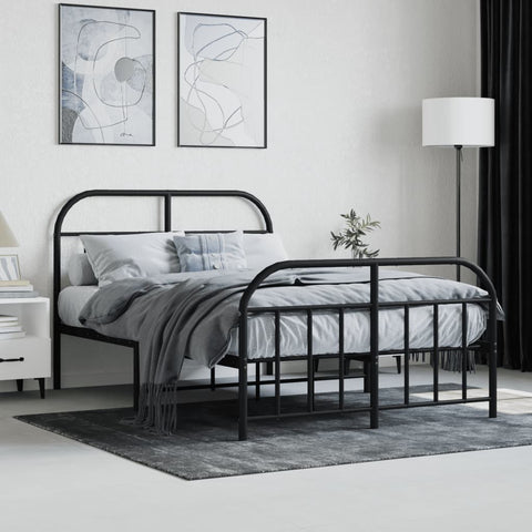 ZNTS Metal Bed Frame with Headboard and Footboard Black 120x200 cm 353651