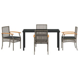 Garden Dining Set with Cushion 5 pcs Grey and Black Rattan 3380822