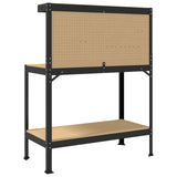 Workbench Black 114 x 54 x 145 cm Engineered Wood and Metal 42020127