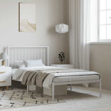 Metal Bed Frame without Mattress with Headboard White 100x200cm 350926