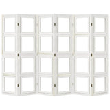 Room Divider 6 Panels White Solid Wood Paulownia 358697