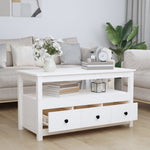 ZNTS Coffee Table White 102x49x55 cm Solid Wood Pine 820932