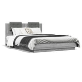 Bed Frame with LED without Mattress Grey Sonoma 140x200 cm 3210015
