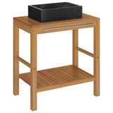 Bathroom Vanity Cabinet Solid Teak with Sink Marble Black 3058159