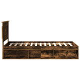 Bed Frame with Drawer Smoked Oak 100 x 200 cm Solid Pine Wood 3410124